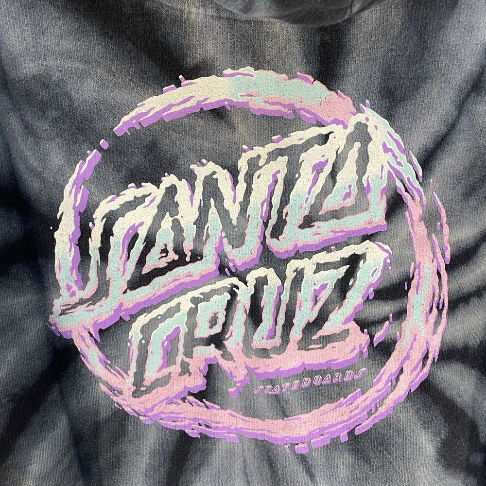 Santa Cruz Colortone Adult M Gray Black Tie Dye Hoodie Sweatshirt - Picture 4 of 8